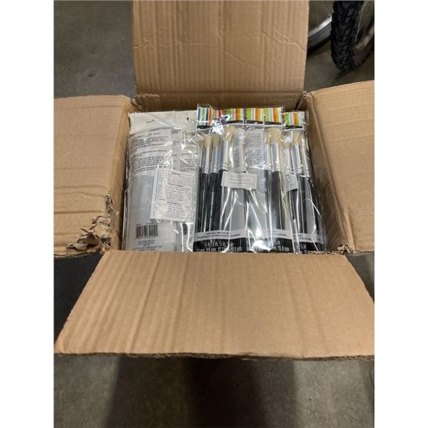 BOX OF NEW 4PC PAINT BRUSH SETS APPROX 72 PIECES