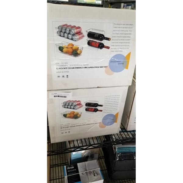 2 NEW 11PC CLEAR FRIDGE ORGANIZATION BIN SETS