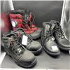 Image 1 : THREE PAIRS OF AS NEW SIZE 9 WORKLOAD STEEL TOE BOOTS, NEW WINTER BOOTS AND GEORGE BOOTS RETAIL $190