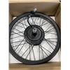 Image 1 : NEW 16INCH REAR ELECTRIC BIKE WHEEL WITH MOTOR, LIGHTLY DAMAGED CABLE CONNECTOR