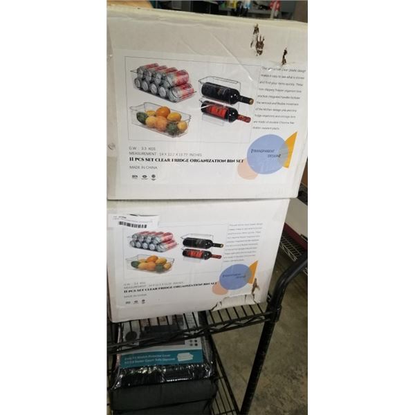 2 NEW 11PC CLEAR FRIDGE ORGANIZATION BIN SETS