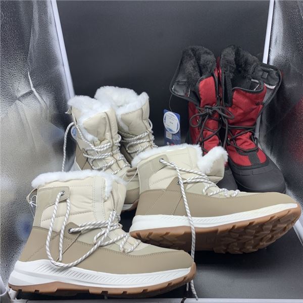 TWO PAIRS OF NEW SIZE 10 WINTER BOOTS AND SIZE 11 WATERPROOF BOOTS