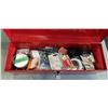 Image 3 : RED METAL TOOL BOX W/ CONTENTS