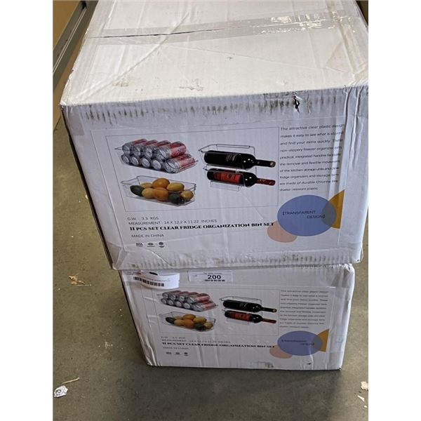 2 NEW 11PC CLEAR FRIDGE ORGANIZATION BIN SETS