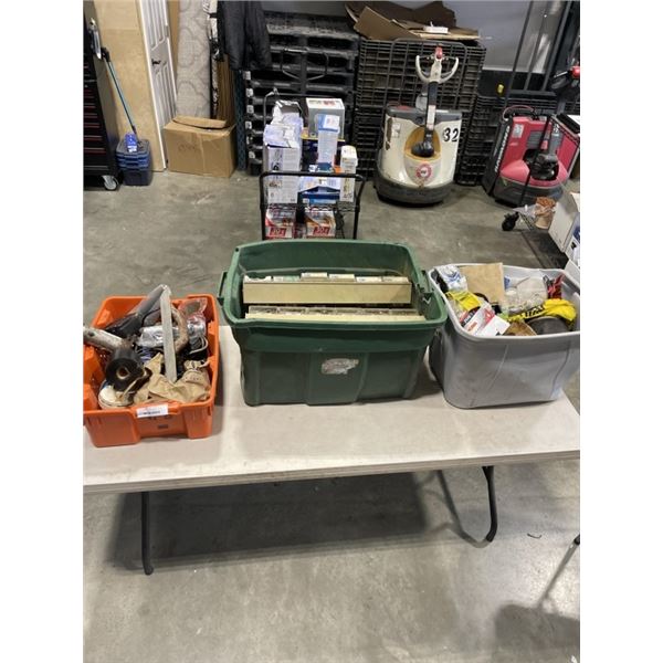 3 TOTES OF MISC SHOP ITEMS