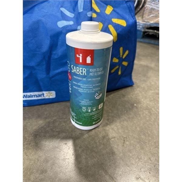 VERT2GO SABER READY TO USE SANITIZER CLEANER, 12 X 1L JUGS PER BAG