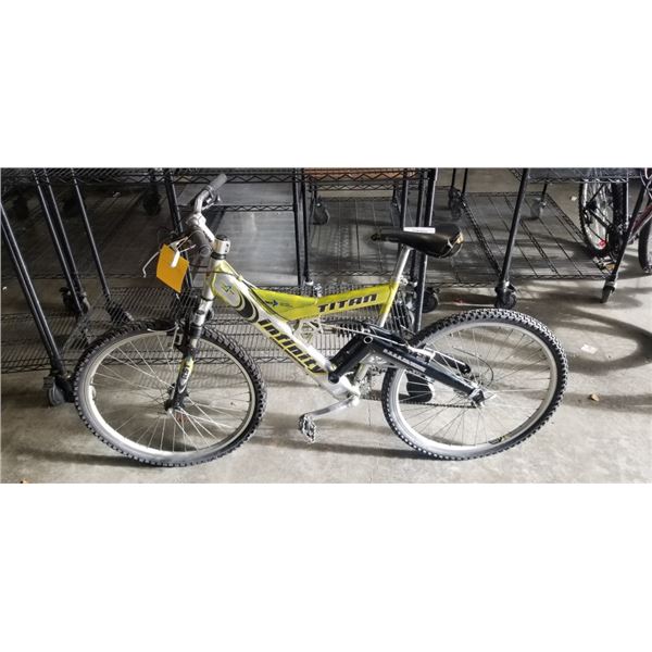 GREEN AND SILVER INFINITY BIKE