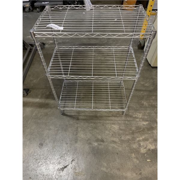 CHROME STORAGE SHELF, 24 X 14 INCH 32 INCH TALL, 3 SHELVES