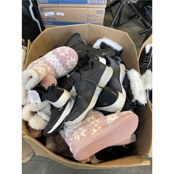 LARGE BOX OF ASSORTED SHOES AND SLIPPERS