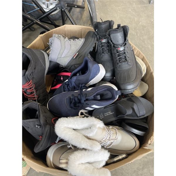 LARGE BOX OF ASSORTED SHOES AND SLIPPERS