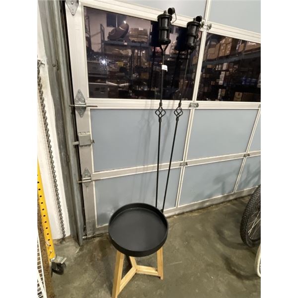 PLANT STAND AND 2 TIKI TORCHES