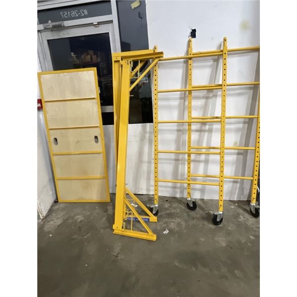 AS NEW YELLOW ROLLING SCAFFOLD SECTION, 29 X 74 INCH, INCLUDES ONE PLATFORM