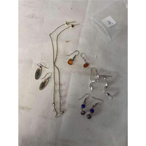 5 PAIRS OF SILVER W/ SOME GEM STONES DANGLE EARRINGS