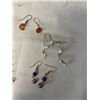 Image 2 : 5 PAIRS OF SILVER W/ SOME GEM STONES DANGLE EARRINGS