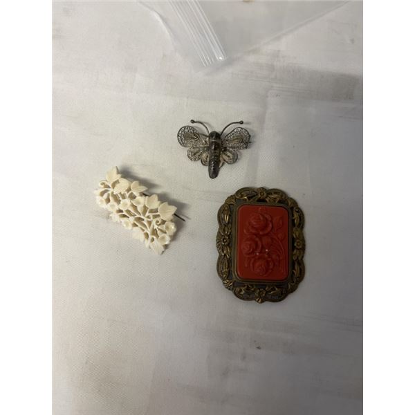 3 ANTIQUE BROOCHES