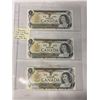Image 1 : 3 CANADIAN 1973 $1 BILLS MINT SHAPE, LAST YEAR $1 BILL
