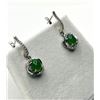 Image 2 : STERLING SILVER NATURAL CHROME DIOPSIDE (3.20CT) WITH CZ (0.30CT) EARRINGS,W/A $320.00.