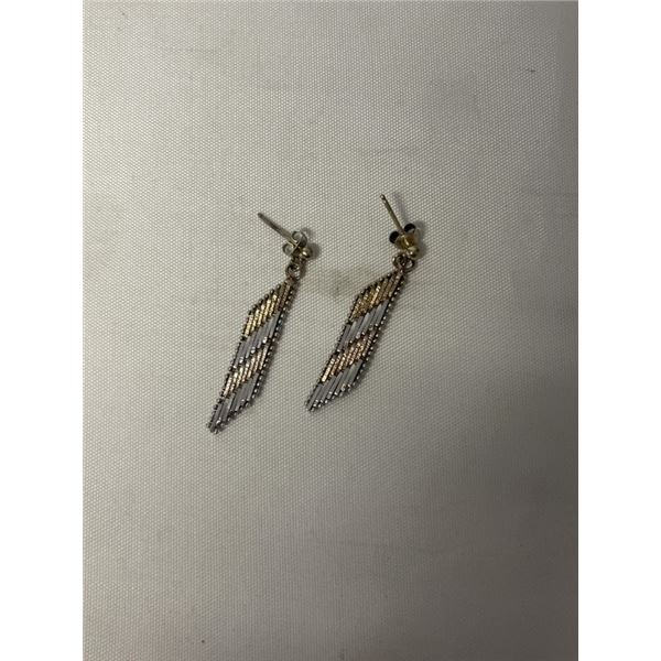 PAIR OF TWO TONE 925 STERLING SILVER ITALY EARRINGS