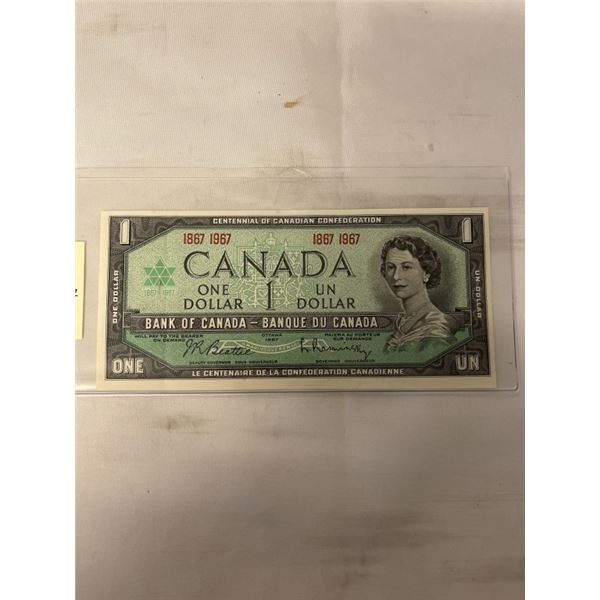 1967 MINT CANADIAN CENTENNIAL DOLLAR BILL SERIAL #1867-1967