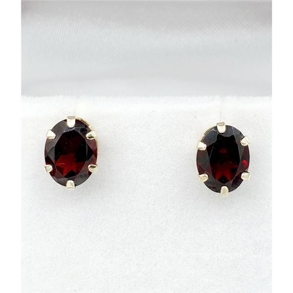 10KT YELLOW GOLD NATURAL GARNET (3.8CT) EARRINGS, RETAIL $500.00. GARNET IS THE BIRTHSTONE FOR JANUA