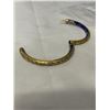 Image 3 : 22K GOLD PLATED VINTAGE COBALT BLUE ENAMEL HINGED BANGLE, UNMARKED