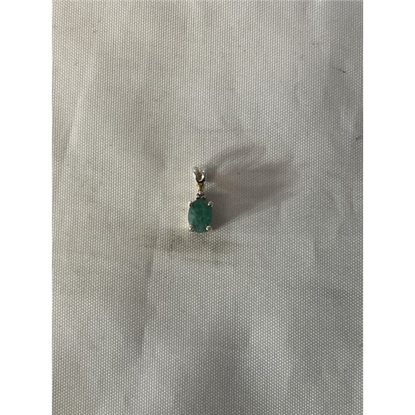 STERLING SILVER W/ COLUMBIAN EMERALD STONE PENDANT