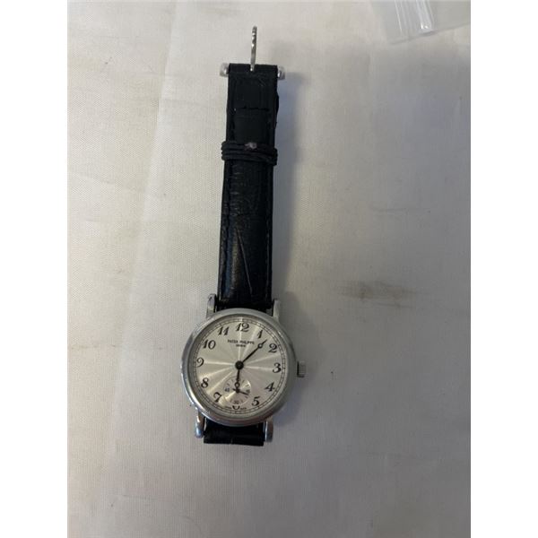 PATEK PHILLIPE GENEVE WATCH, FAKE, MARKED SWISS MADE, QUARTZ, BATTERY REQUIRED, AS IS