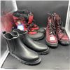Image 1 : THREE PAIRS OF NEW SIZE 7 WINTER BOOTS, LOW HEEL BOOTS AND RUBBER BOOTS RETAIL $120
