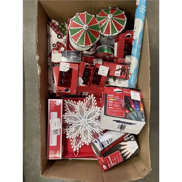 BOX OF NEW CHRISTMAS DECORATIONS