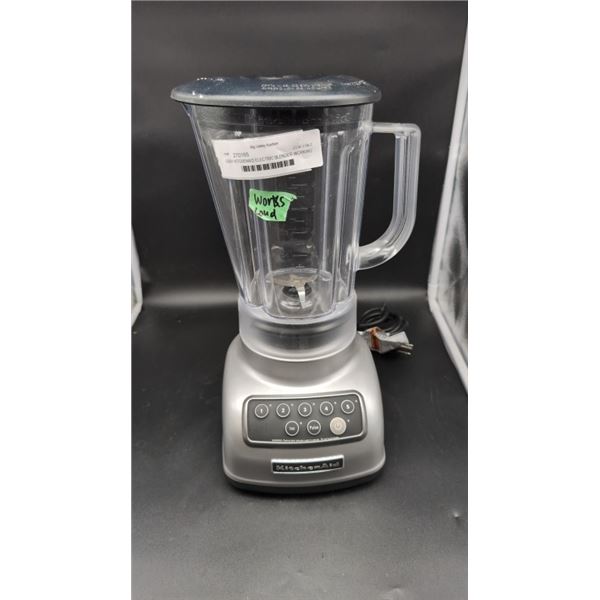 GRAY KITCHENAID ELECTRIC BLENDER WORKING, LOUD, NO LID CAP