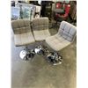 Image 1 : 3 GREY FABRIC BAR STOOLS, CAT TORN