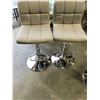 Image 3 : 3 GREY FABRIC BAR STOOLS, CAT TORN