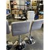 Image 4 : 3 GREY FABRIC BAR STOOLS, CAT TORN