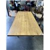 Image 1 : 36 X 82 INCH SOLID TOP OAK TABLE WITH METAL BASE