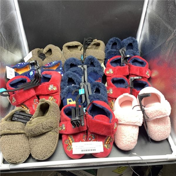 LOT OF NEW CHILD SIZE SLIPPERS AND FOOTWEAR