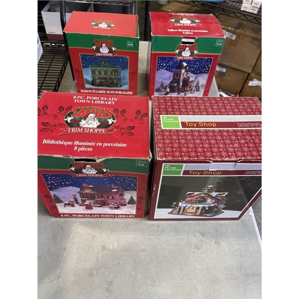 4 BOXES CHRISTMAS VILLAGE HOUSES