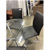 Image 4 : GLASS TOP DINING TABLE W/ 4 BLACK LEATHER-LOOK CHAIRS
