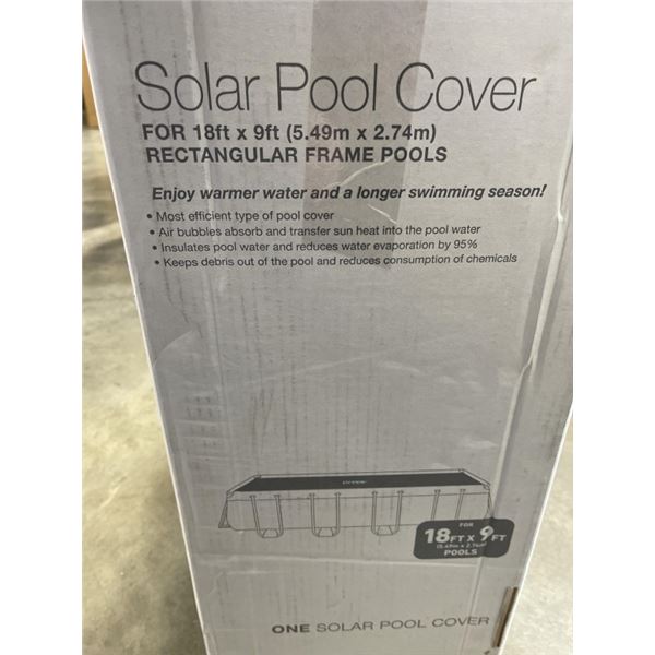 NEW INTEX SOLAR POOL COVER, FOR 18FT X 9FT RECTANGULAR FRAME POOL