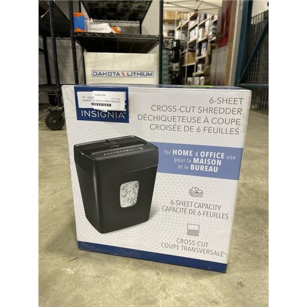 INSIGNIA 6 SHEET CROSS CUT PAPER SHREDDER - TESTED WORKING, RETAIL $69