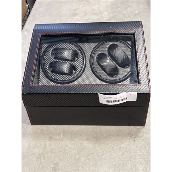 BLACK CARBON LOOK LEATHER AUTOMATIC WATCH WINDER CASE
