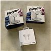 Image 1 : 2 ENERGIZER ULTIMATE WIRELESS 3 IN 1 CHARGER STANDS AND SUDIO N2 PRO WHITE WIRELESS BLUETOOTH EARBUD