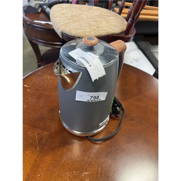 AS NEW UNUSED HADEN DORCHESTER GREY ELECTRIC KETTLE 1.7L  - TESTED WORKING, RETAIL $199