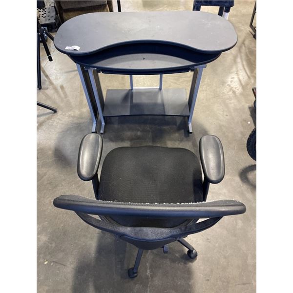 BLACK COMPUTER DESK W/ CHAIR