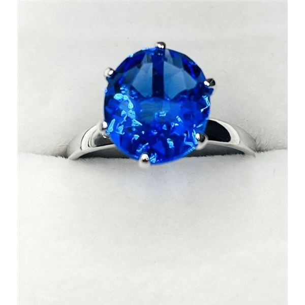 STERLING SILVER NATURAL BLUE QUARTZ (5CT) RING, SIZE 8, W/A $200.00.