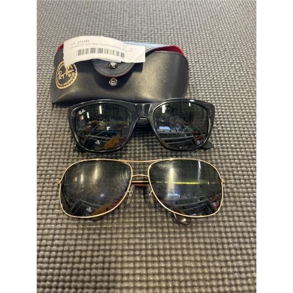 2 PAIRS OF RAY BAN SUNGLASSES, 1 CASE