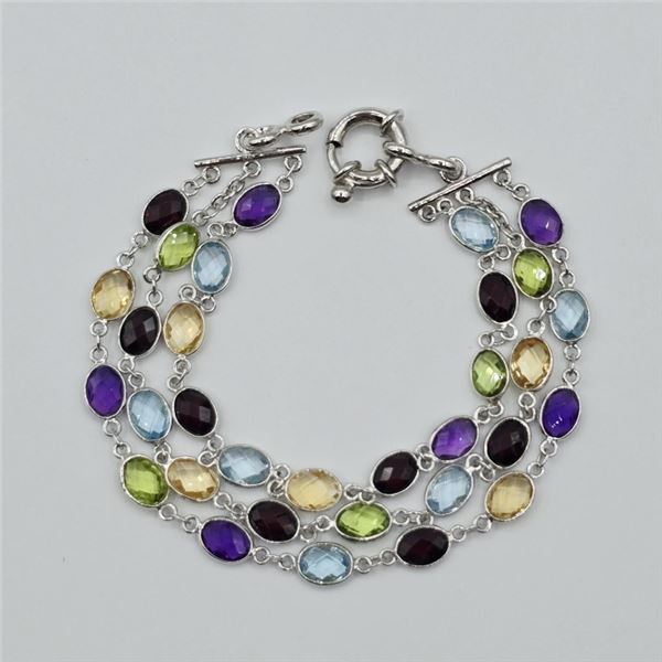 STERLING SILVER NATURAL AMETHYST (3.72CT), BLUE TOPAZ (5.32CT), CITRINE (3.42CT), GARNET (5.52CT) AN