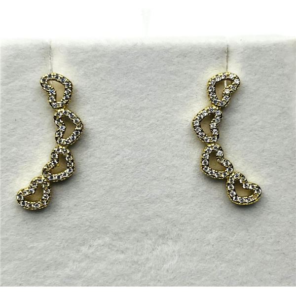 GOLD PLATED STERLING SILVER CZ (0.75CT) EARRINGS, W/A $260.00.