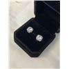 Image 2 : NEW PLATINUM PLATED 0.8CT EACH SIMULATED DIAMOND (CZ) HALO STUD EARRINGS