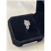 Image 2 : NEW STERLING SILVER 3.0CT SIMULATED DIAMOND (CZ) TRINITY RING W/ HEART SIDESTONES, SIZE 7, MOUNTED I