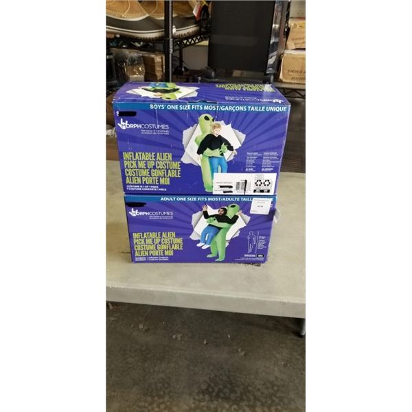 TWO NEW BOYS INFLATABLE ALIEN PICK ME UP AND JETPACK COSTUMES